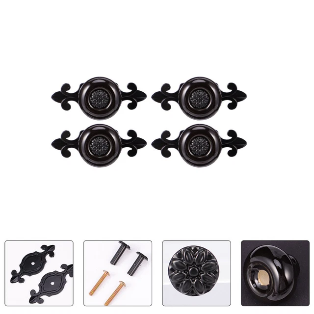 4 Pcs Closet Handles Ceramic Handle Black Indoor Door Knobs Household