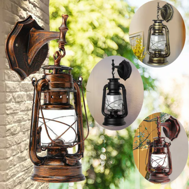 Retro Wandleuchte Antik Vintage Laterne Lampe Außen Garten Leuchte Wandlampe E27