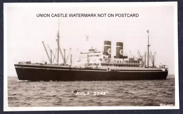 REAL PHOTO POSTCARD BLUE STAR LINE SS AVILA STAR c1930 TORPEDOED 1942