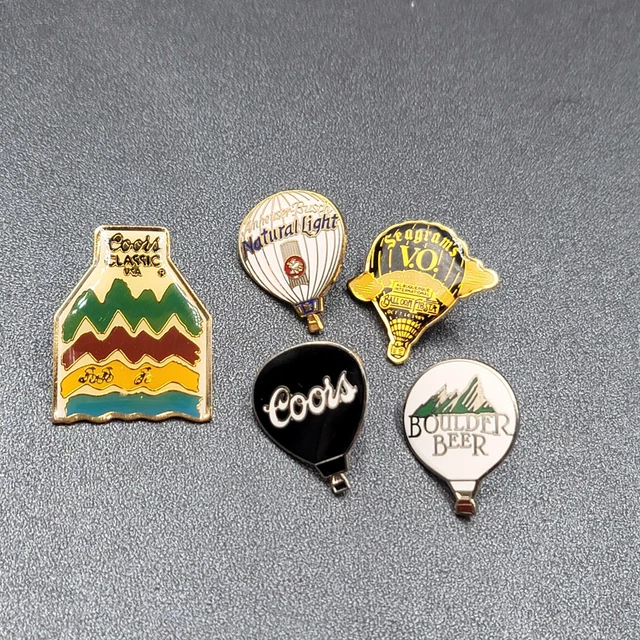 Vtg Lot of 3 Coors Beer Lapel Pin Hat Hot Air Balloons Seagrams Natural Light