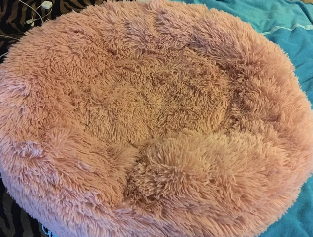 Grand Lit Coussin Épais Apaisant En Peluche Tout Doux Pour Chat Chien Rose 75cm 2