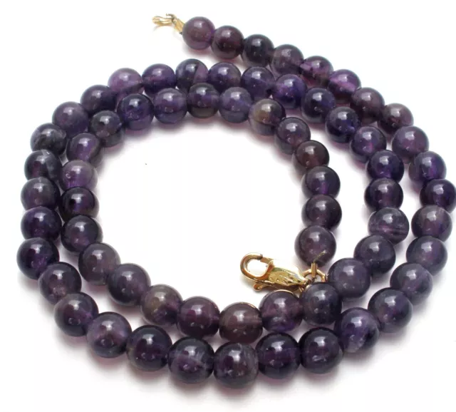 Vintage Amethyst Bead Necklace 14K Gold Filled G.F. 15.5" Long Purple Gemstones