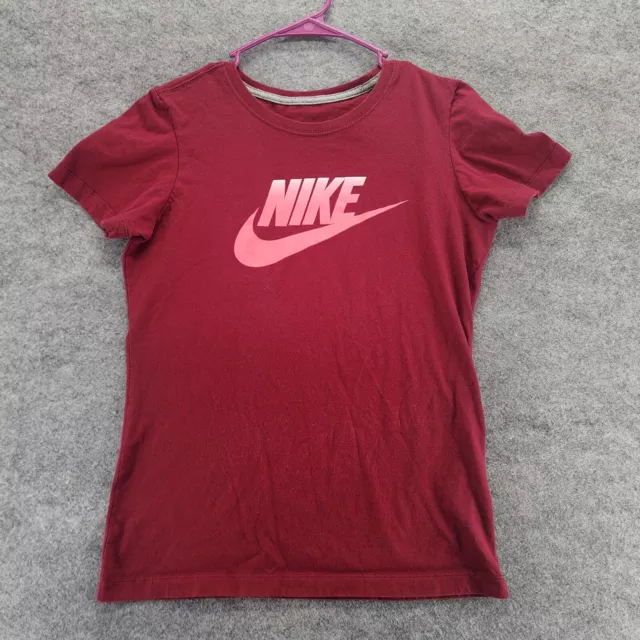 Nike Shirt Womens Large Slim Fit Red Short Sleeve
