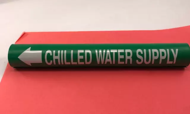 (11-pk) SETMARK 32905 SZ-15  PIPE MARKER "Chilled Water Supply" White on Green