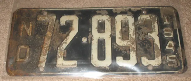 1945 North Dakota License Plate vintage