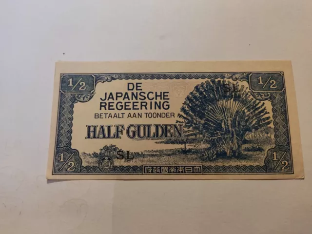 Dutch East Indies – Half Gulden Banknote 1942 - Japanese Invasion Money UNC