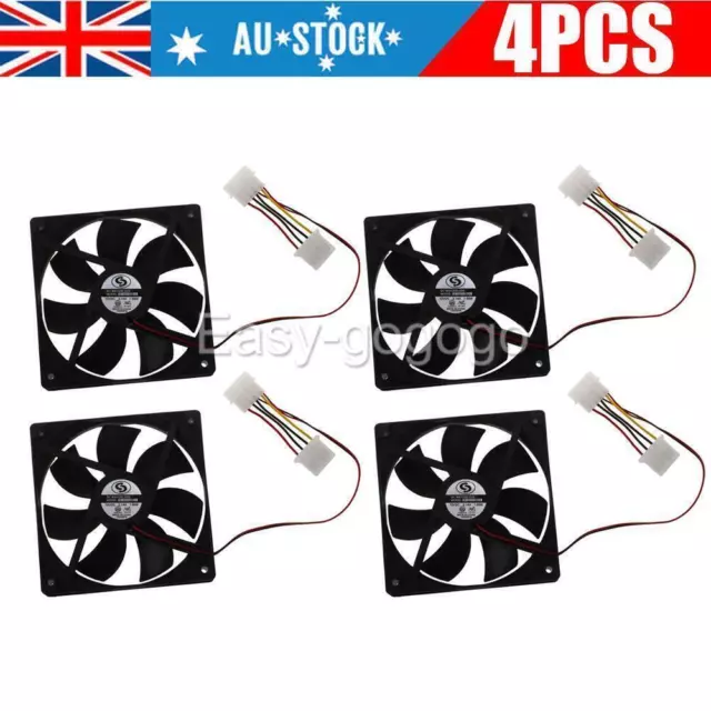 4X 120mm 12cm Brushless PC Case Fan 4Pin 12V DC Computer Case Cooling Fans AU