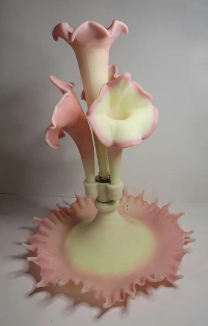 RARE Fenton Burmese Epergne 4-Horn 16-Inch Uranium No. 95 of 1250