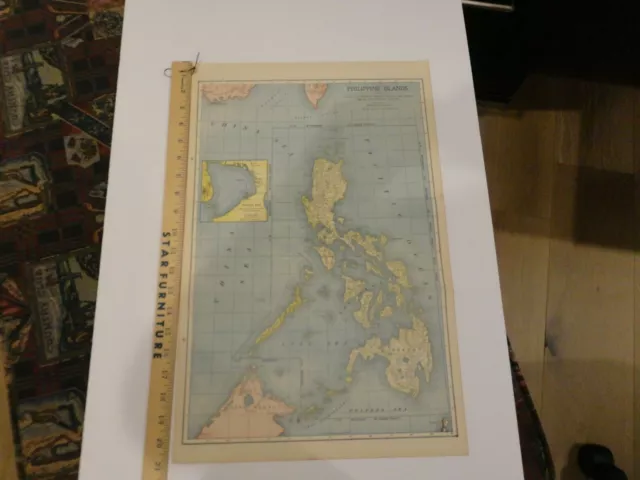 1903 Maps of Philippine Islands & Pacific Ocean Sharp Colors 20.5" x 13.5"