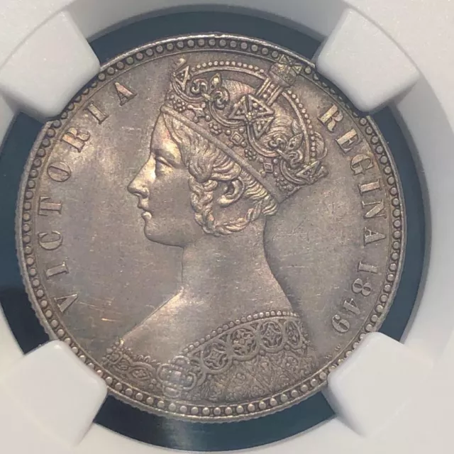 Great Britain 1849 Victoria  GOTHIC Florin coin  KM745 S-3890, NGC graded MS64