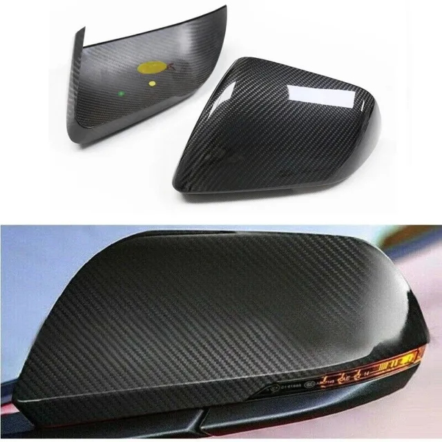 Carbon Fiber Car Side Mirror Caps Cover LED Lamp Accessories For Ford Mustang GT