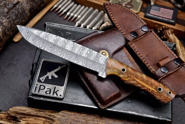 CFK IPAK Handmade Damascus PINE CONE Corelon Large Hunting Camping Skinner Knife