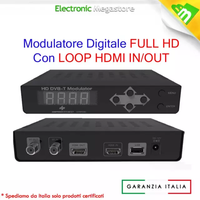 Modulatore Digitale Audio Video Dvb-T Hd Cofdm Rf Sender Pll Hdmi Compatib. Sky