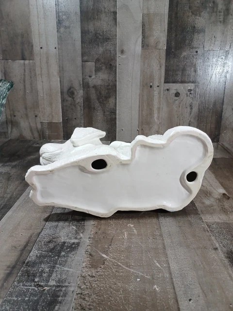 LARGE 15×9x8 LAYING PUPPY DOG GUARDIAN ANGEL STATUE SCULPTURE WHITE CERAMIC 12