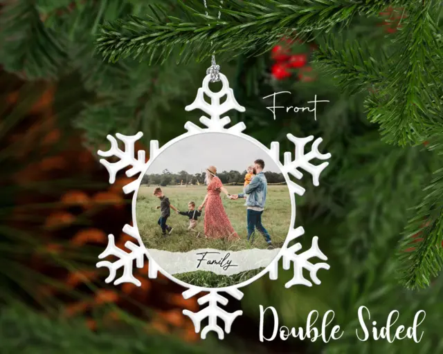 Personalisierte Fotos Schneeflocke doppelseitiges Ornament Weihnachtsbaumdekoration