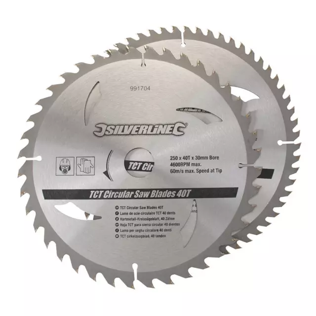 991704 - Silverline TCT Circular Saw Blades 40, 60T 2pk