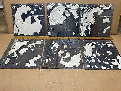 6pc Lot of 11.5" x 11.5" Antique Ceiling Tin Vintage Reclaimed Salvage Art Craft
