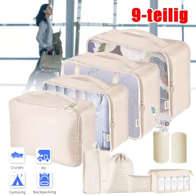 Set organizador de maletas de 9 piezas bolsas de ropa de viaje equipaje cosméticos ropa