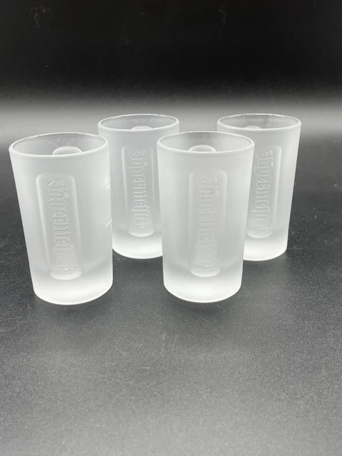4 Jagermeister Frosted Embossed Shot Glasses