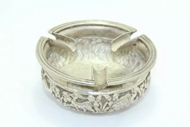 Ashtray 925 Sterling Silver Traditional Handmade Animal Figures Hand Engraved