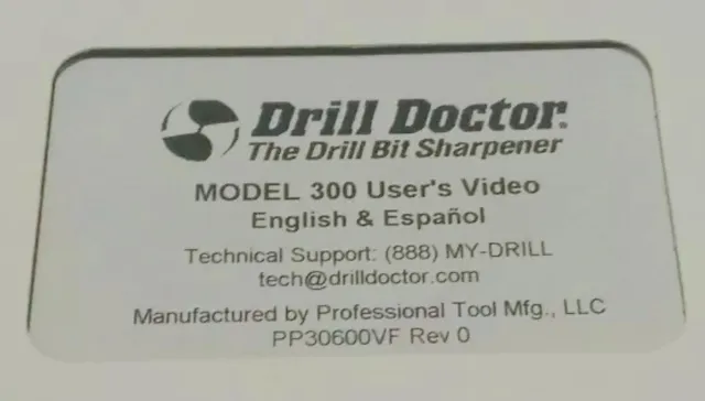 Cinta de video VHS instructiva original de video de usuario Drill Doctor Modelo 300