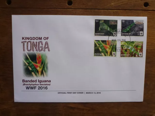 Tonga  2016 Banded Iguana Set 4 Stamps Fdc First Day Cover