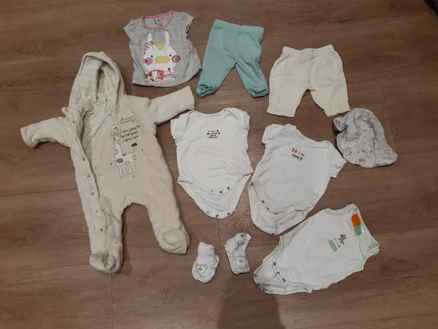 0-3 month baby girl clothes bundle - 9 items incl. The Little White Company &Tu