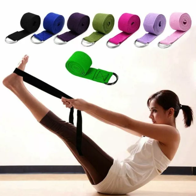 D-Ring Belt Yoga Exercise Pilate Cotton Stretch Strap Leg Waist Resistance Band 2