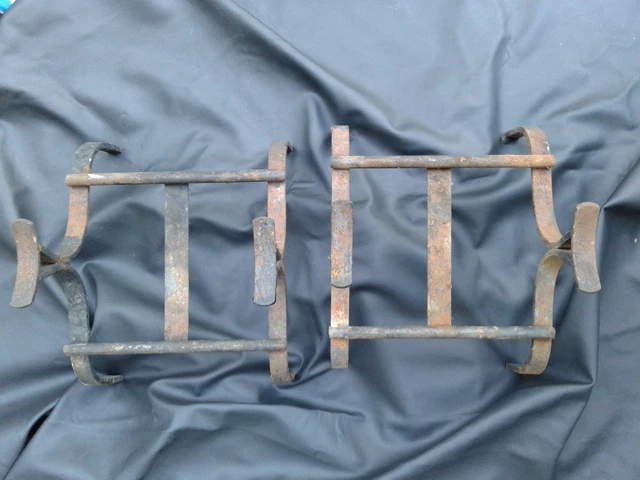 Pair Of Vintage Wrought Iron Fire Dogs Andirons