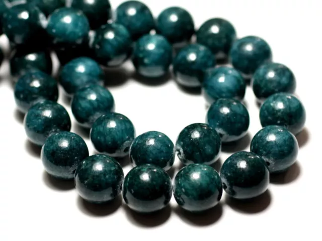 10pc - Perles de Pierre - Jade Boules 12mm Bleu vert Paon Canard -  874114001456