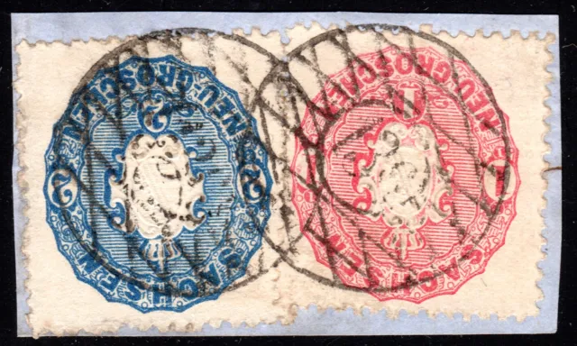 Sachsen, 1+2 NGr. auf Briefstück m. Nr.-Stpl. 136 GEYER