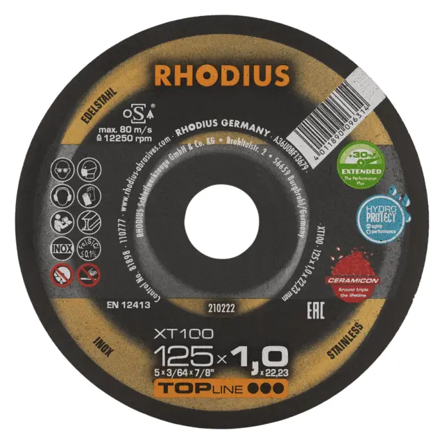 Rhodius Extradünne Disco de Corte para Acero & Inox. XT100 Extended Ø 125MM
