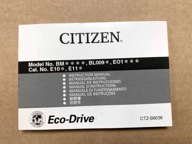 CITIZEN ECO DRIVE Cal. E10 E11 CTZ B8036 Manuale Istruzioni EUR 10
