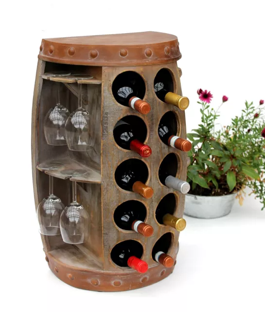 DanDiBo Scaffale-Vino Botte Vini 1555 Bar Porta-Bottiglie 50cm per 8  bottigl. Scaffale Botte Botte-Legno