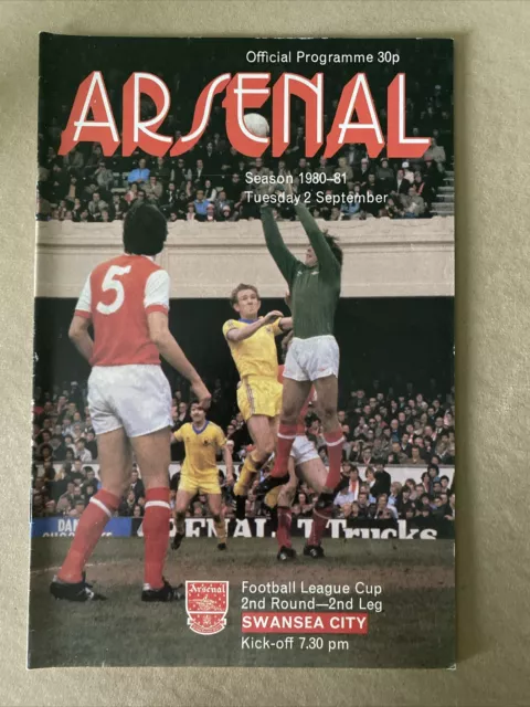 Arsenal V Swansea City 1980-81 League Cup Programme