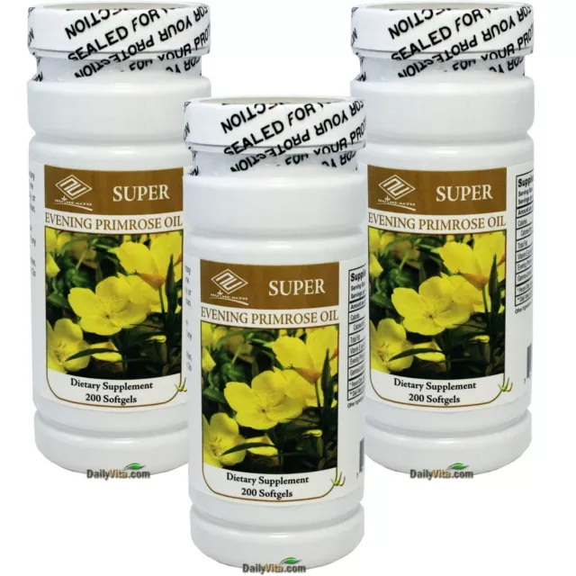 3 x Aceite de onagra NuHealth 500 mg 200 cápsulas blandas apoya la salud de la mujer