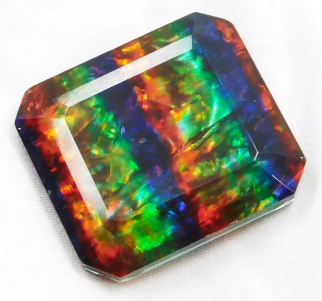 Naturel 103.10 CT Ammolite Doublet Opal-Like Organique Émeraude Coupe Gemme