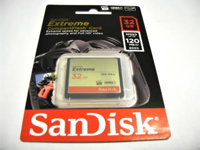 32GB Compact Flash Card Extreme UDMA 7 120 MB/s ( 32 GB CF Karte ) SanDisk Neu ;