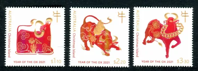 2021 Christmas Island Year of The Ox -  MUH Design Set of 3 Stamps