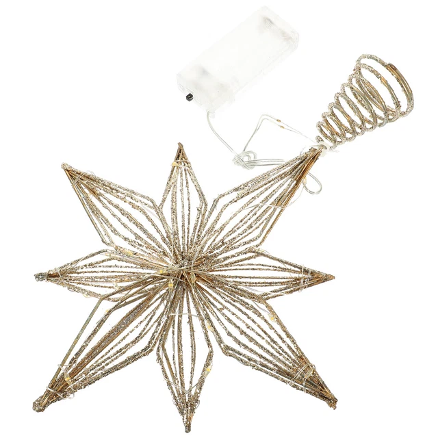 Étoile De Sapin De Noël Rouge à Paillettes - 20 Cm, Légère (53g), En Plastique - Pour Cime D'arbre