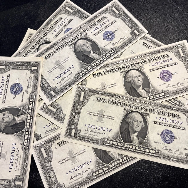 1935 One Dollar Star Bill • About Uncirculated AU Star Note • Silver Certificate