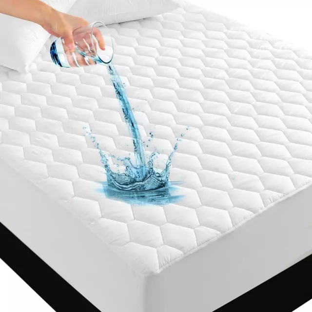 Waterproof Mattress Protector Extra Deep Quilted Bedding Topper Fitted Bed Cover