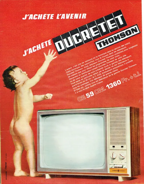 PUBLICITE ADVERTISING 115  1966  DUCRETET-THOMSON   téléviseur  CE 59 cms