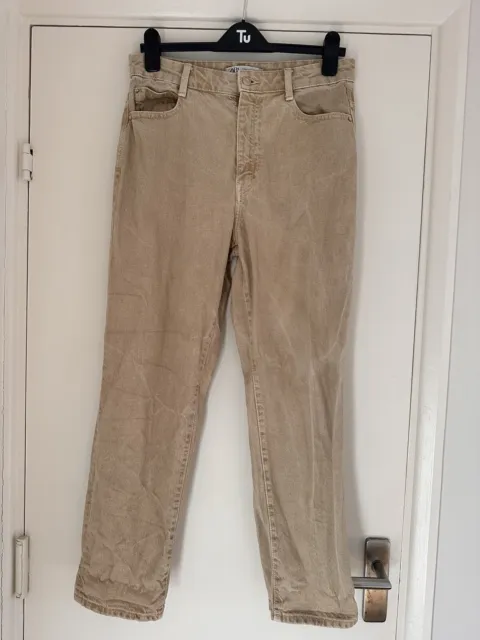High-waisted corduroy trousers - beige