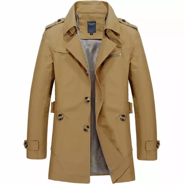 New Fashion Men's Winter Slim Stylish Trench Coat Long Jacket Overcoat Outwear 2