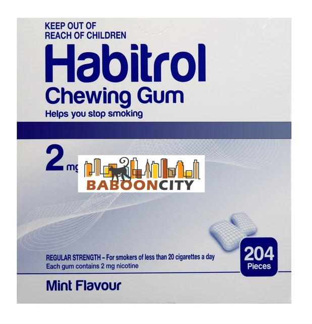 Habitrol Nicotine Gum 2mg MINT Flavor (204 Pieces 1 Box) FRESH 09/2024