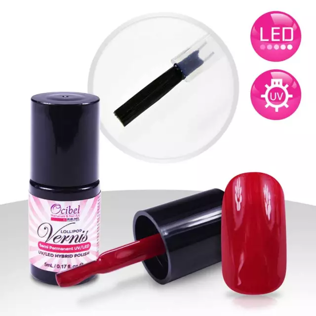 Ocibel France - Vernis Semi Permanent UV / LED 5ml Framboise Manucure Ongles Nai