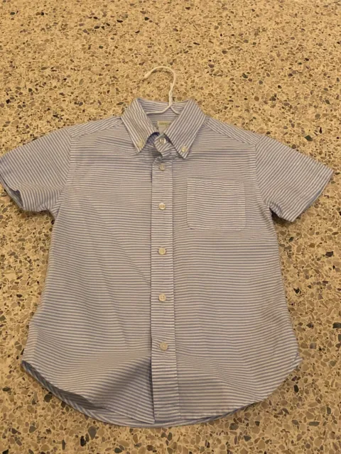 JCrew Crewcuts Little Boys Short Sleeve Button Down Shirt Blue Striped
