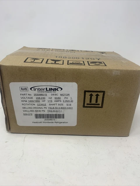 1 new Interlink Evaporator Motor 25309801S 208-230V