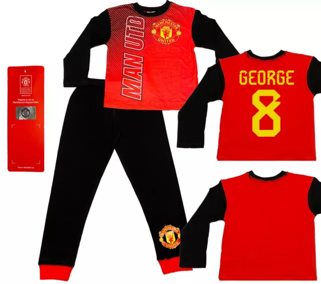 Manchester United Pyjamas Boys Football Pjs Age 2 to 12 Yrs Can Be Personalised